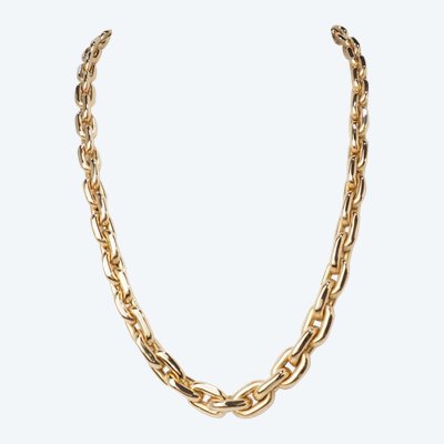 Yellow gold and diamond filing chain necklace