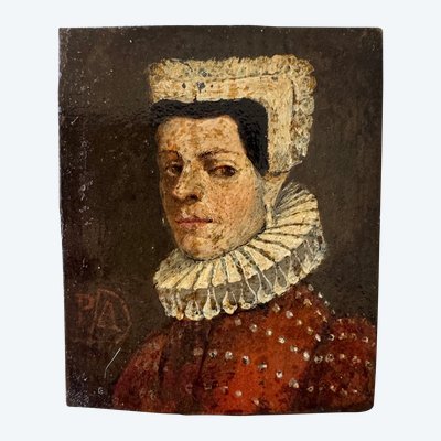 Small portrait on copper, 17th or 18th century