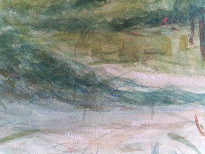 Croquis aquarelle de Skagen, Danemark signé SD pour Svend Danelund