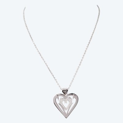 White gold and diamond heart necklace