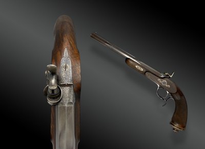 Coffret nécessaire contenant un pistolet GASTINNE RENETTE système GHAYE. France, Saint-Etienne, 1886