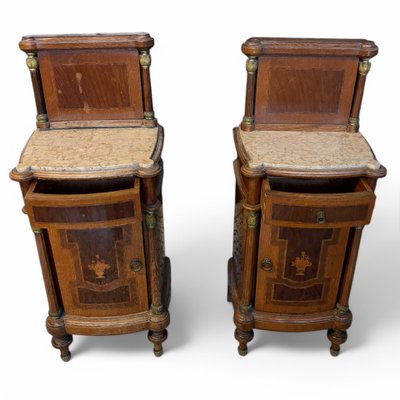 Pair of inlaid bedside tables