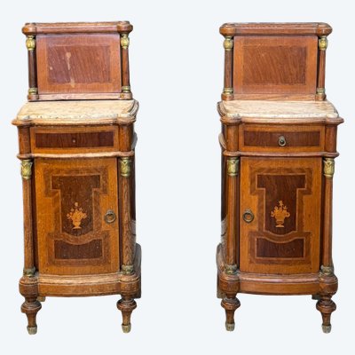 Pair of inlaid bedside tables