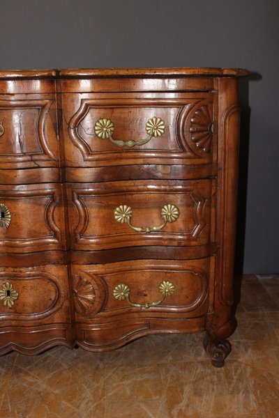 Provençal Crossbow Chest of Drawers in Walnut 18th Century