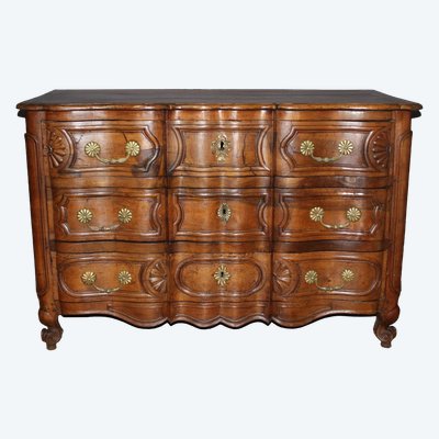 Provençal Crossbow Chest of Drawers in Walnut 18th Century