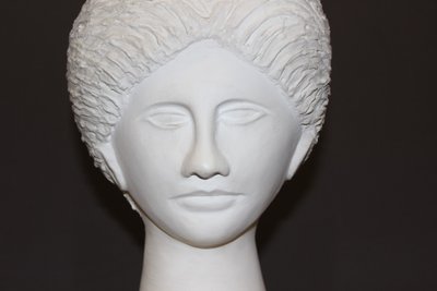 Tête De Diane En Plâtre , Sculpture Original Vers 1950