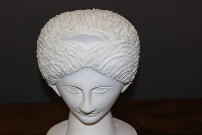 Tête De Diane En Plâtre , Sculpture Original Vers 1950