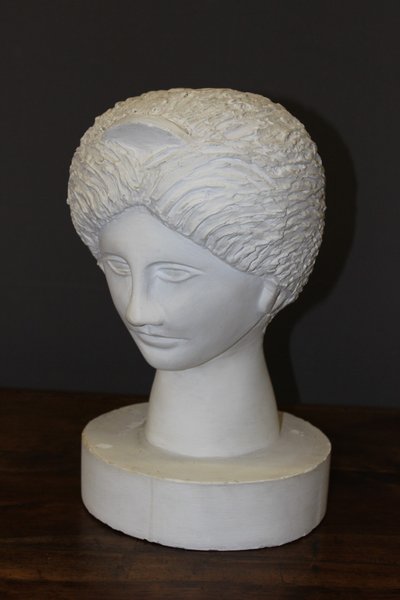 Tête De Diane En Plâtre , Sculpture Original Vers 1950