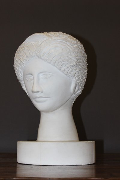 Tête De Diane En Plâtre , Sculpture Original Vers 1950