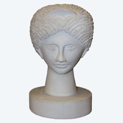 Testa di Diana in gesso, scultura originale circa 1950