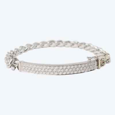 Flexible bracelet in white gold paved with diamonds