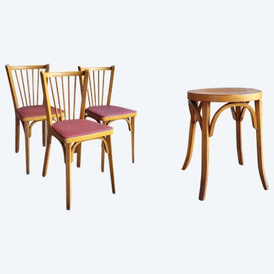 Chaises & tabouret Baumann 1950's