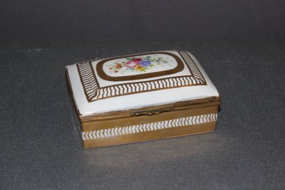 Porcelain Box with Flower and Gold Decoration Circa 1900