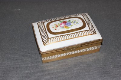 Porcelain Box with Flower and Gold Decoration Circa 1900