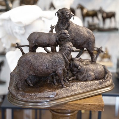 Sculpture - Famille De Mérinos , Jules Moigniez (1835 – 1894) - Bronze