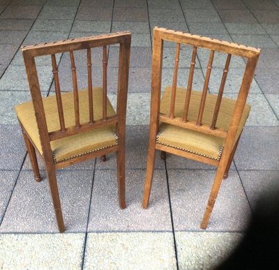 Pair of Louis XVI walnut chairs, late 19th century