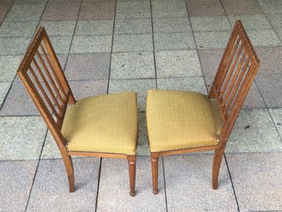 Pair of Louis XVI walnut chairs, late 19th century