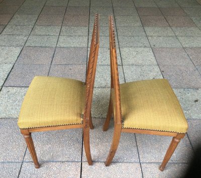 Pair of Louis XVI walnut chairs, late 19th century