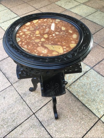 A pedestal table in blackened wood, Napoleon III period