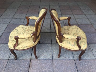 Pair of Louis XV armchairs, 18th century