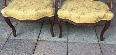 Pair of Louis XV armchairs, 18th century