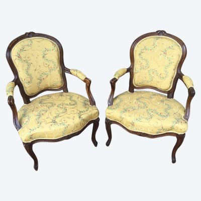 Pair of Louis XV armchairs, 18th century