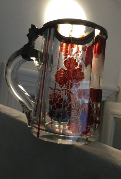 Ruby Red Bohemian Crystal Tankard, 19th Century