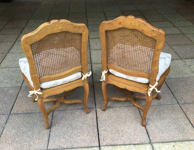 Pair of Louis XV Caned Chairs with ''à La Reine'' Backs