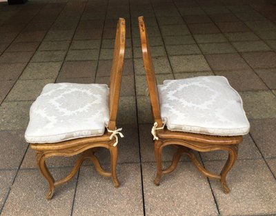 Pair of Louis XV Caned Chairs with ''à La Reine'' Backs