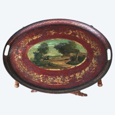 Restoration period painted sheet metal tray