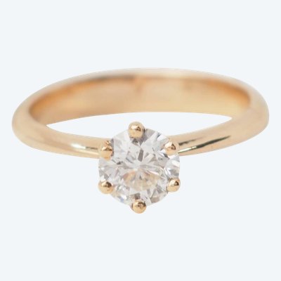 Solitaire ring in rose gold and certified 0.74ct diamond