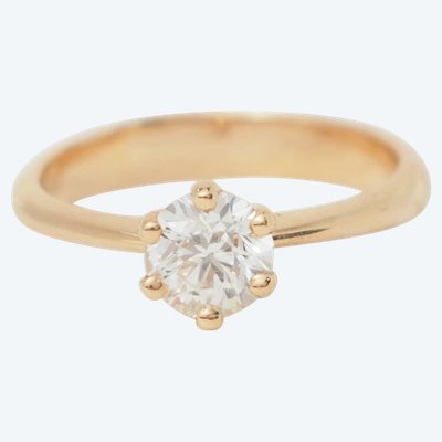 Solitaire ring in rose gold and certified 0.69ct diamond