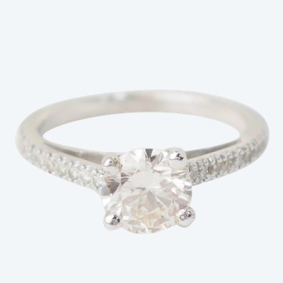 Bague solitaire en or blanc et diamants 1.20ct