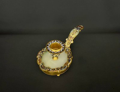 Imperial Style Cloisonné Enamel and Gilt Bronze Candlestick