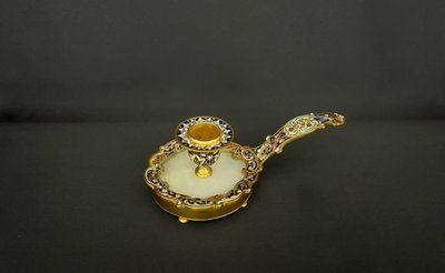 Imperial Style Cloisonné Enamel and Gilt Bronze Candlestick