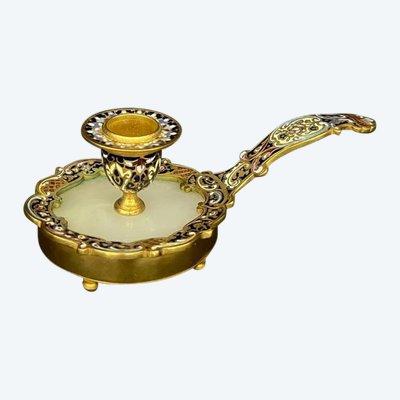 Imperial Style Cloisonné Enamel and Gilt Bronze Candlestick