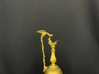 Aiguière En Porcelaine Chinoise Et Bronze Doré, XIXe Siècle