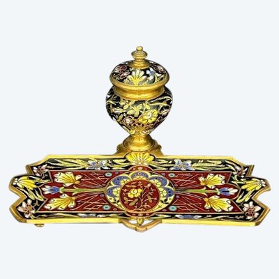 Antique Cloisonné Enamel and Gilt Bronze Inkwell