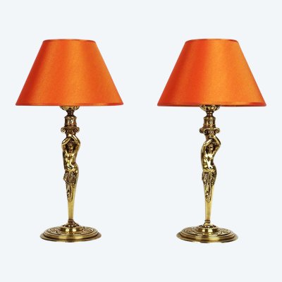 Paar bronzene "Atlantische" Lampen