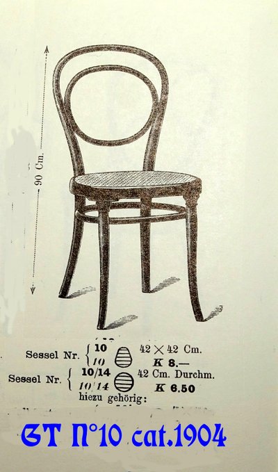 2 Thonet No. 10 chairs, 1870 version, new caning