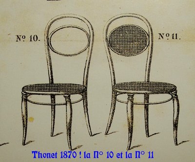 2 chaises Thonet N°10 version 1870 cannages neufs