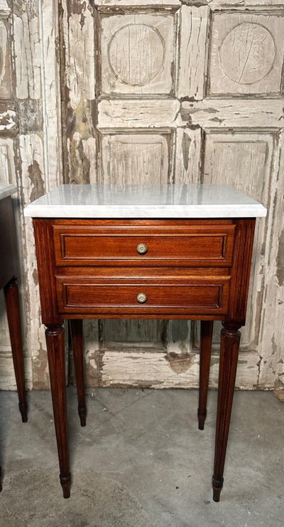 Pair of Louis XVI mahogany bedside tables circa 1970