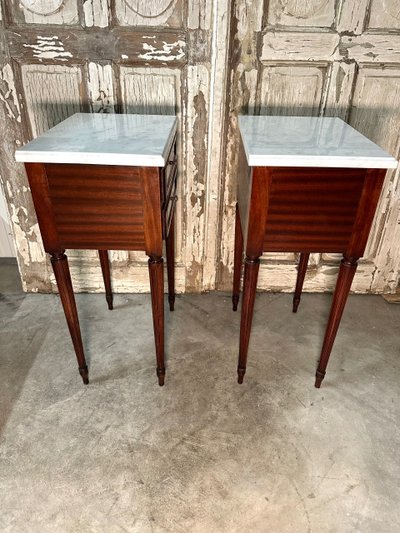 Pair of Louis XVI mahogany bedside tables circa 1970