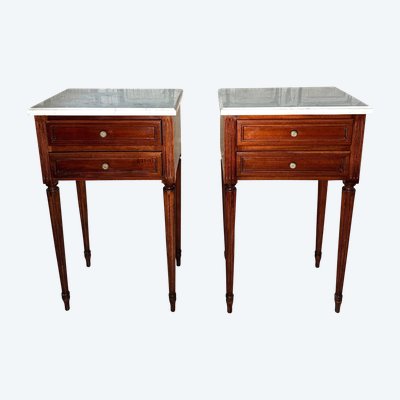 Pair of Louis XVI mahogany bedside tables circa 1970