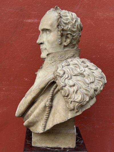 Bedeutende Büste von Pierre Casimir Perier, Skulptur von Dominique Maggesi – Empire-Gips