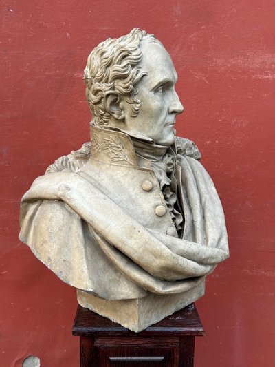 Bedeutende Büste von Pierre Casimir Perier, Skulptur von Dominique Maggesi – Empire-Gips