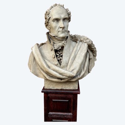 Important Bust of Pierre Casimir Perier Sculpted by Dominique Maggesi - Empire Plaster