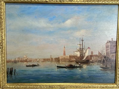 TABLEAU / HUILE SUR PANNEAU DE GERARD ROUX "dit ROUXE ( VUE DE VENISE ) ENCADRÉE