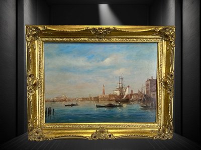 TABLEAU / HUILE SUR PANNEAU DE GERARD ROUX "dit ROUXE ( VUE DE VENISE ) ENCADRÉE