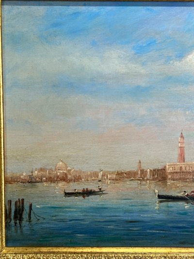 TABLEAU / HUILE SUR PANNEAU DE GERARD ROUX "dit ROUXE ( VUE DE VENISE ) ENCADRÉE